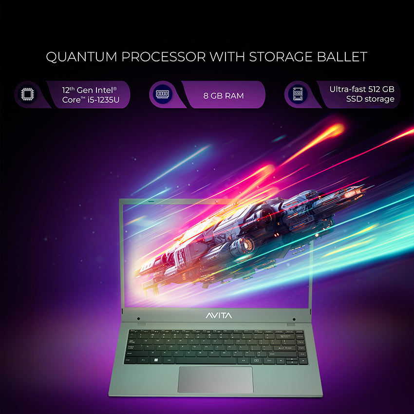 AVITA Liber E 12th Gen Intel core i5 Upto 4.40 GHz 8GB RAM 512GB SSD Expandable Upto 2TB  Windows 11 Home Thin & Silver 1.84 Kg